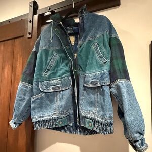 Current Seen Medium Vintage Green and Blue Jean Jacket
